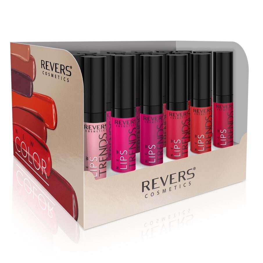 Set cu 24 bucati Ruj lichid New Lips Trends, Revers, Set I Vibrant