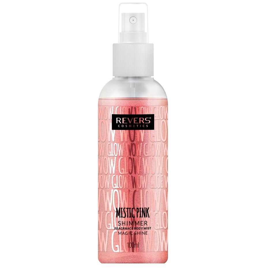 Spray de corp parfumat, cu particule sclipitoare roz, Mistic Pink, Revers, 100ml