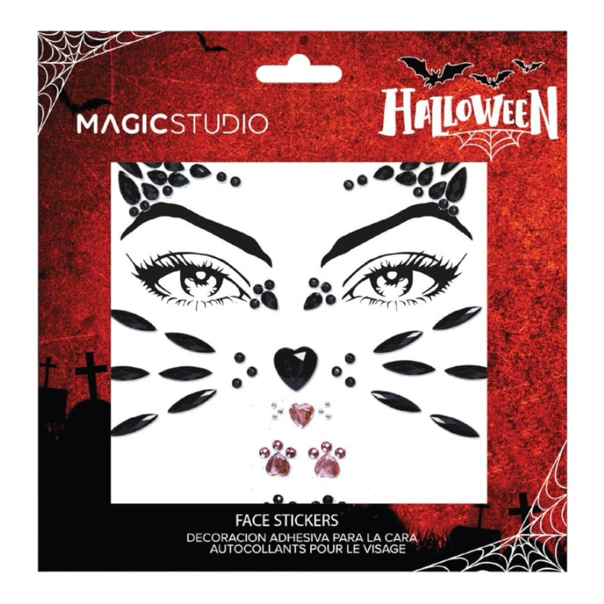 Set autocolante stralucitoare pentru fata, Magic Studio, Halloween Face Gems, 85122