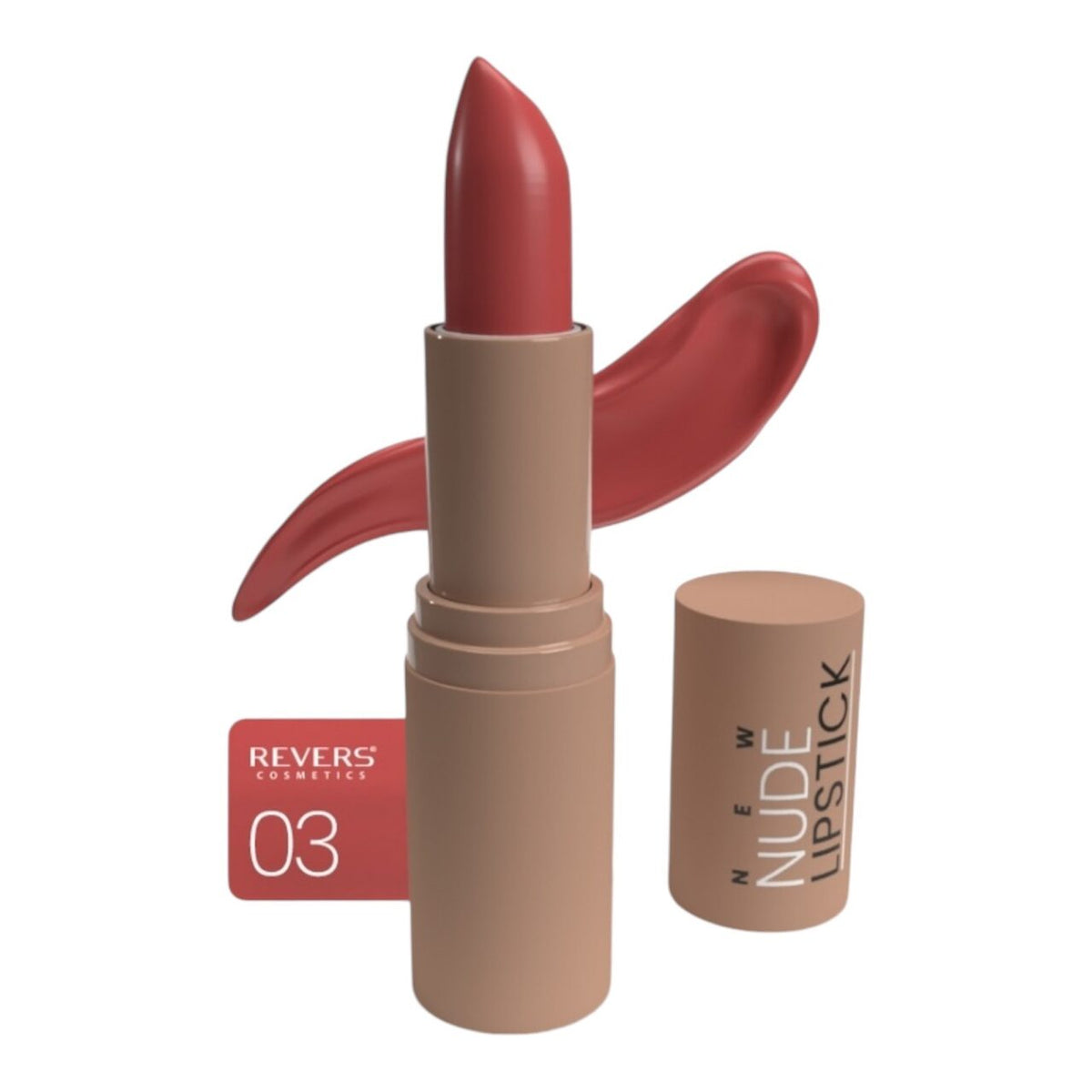 Ruj de buze Revers, New Nude Lipstick 03, bej rose satinat, 4 g
