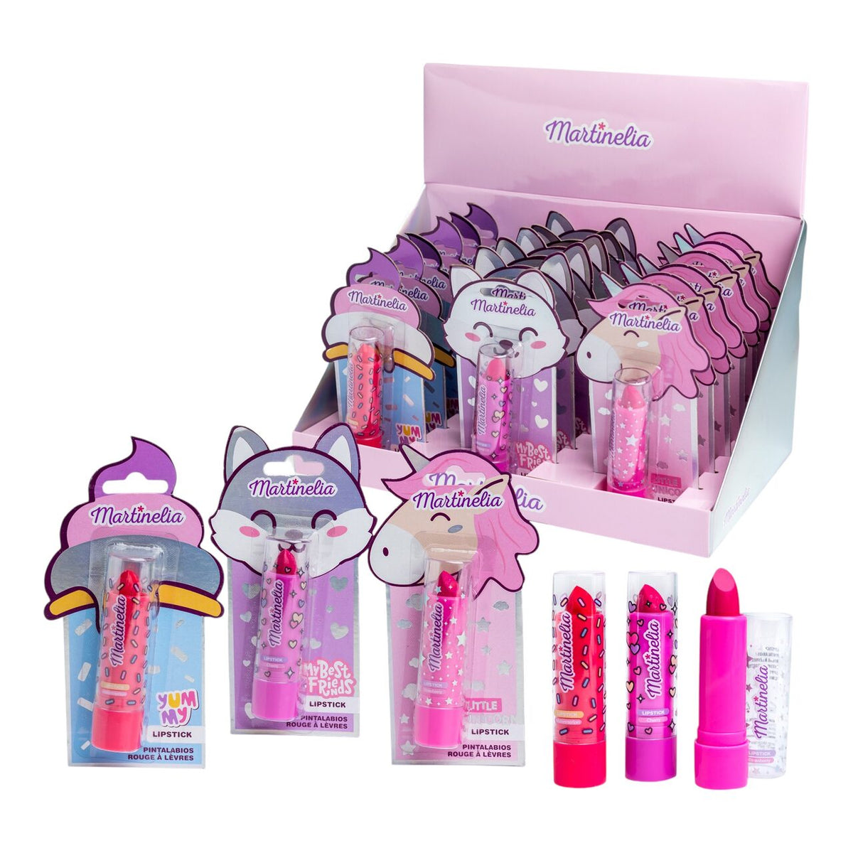 Set 18 bucati ruj de buze pentru fetite Juicy World 35077, Martinelia 4g