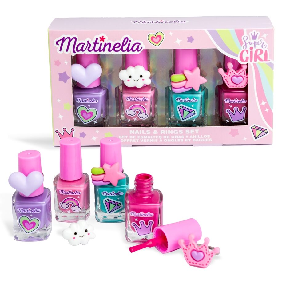 Set 4 lacuri de unghii si inele Supergirl 90198, Martinelia