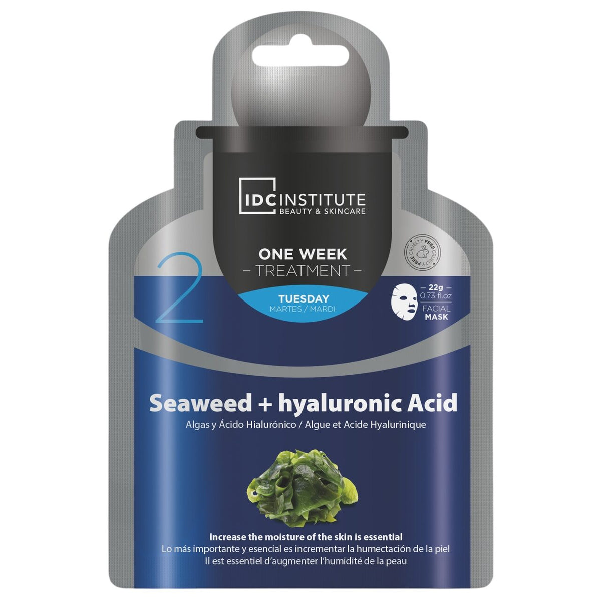 Masca faciala One Week Treatment cu Alge marine + Acid Hyaluronic, IDC Institute, 30901, 22 gr