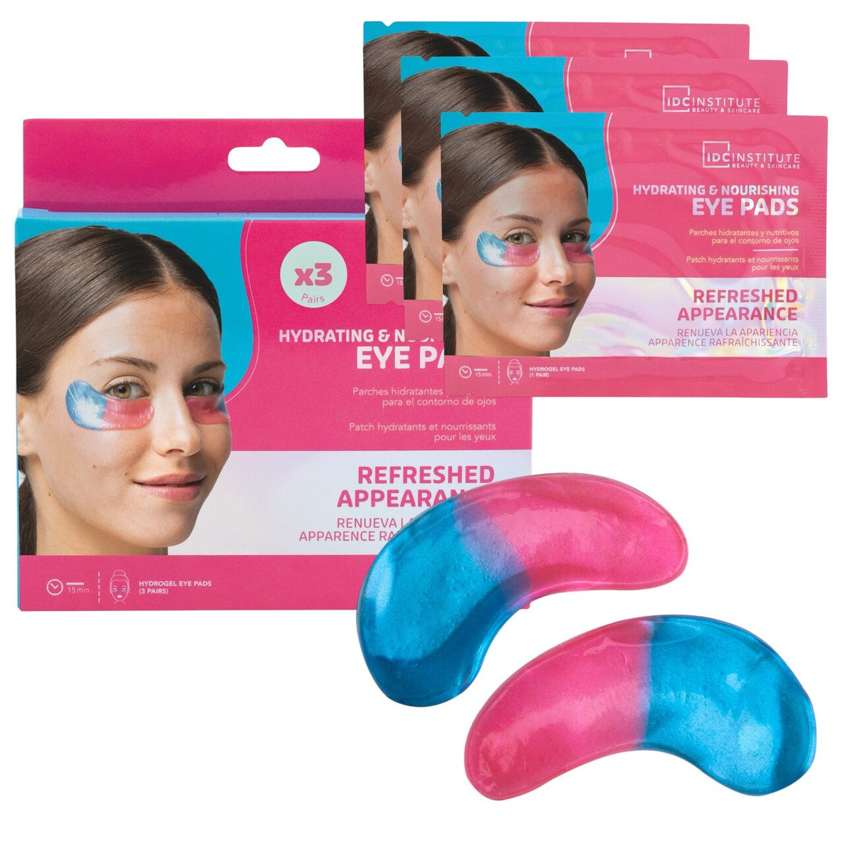 Pad cu gel pentru ochi 3 perechi, IDC Institute, 90303, hidratare & hranire