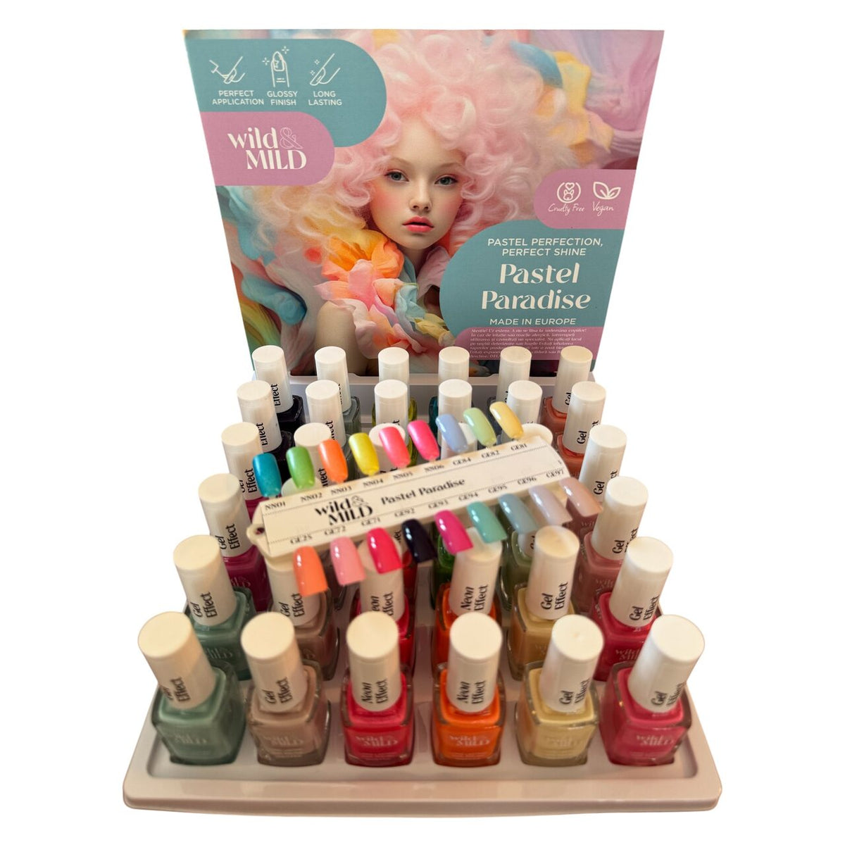 Display cu 36 bucati Lac de unghii Pastel Paradise, Wild & Mild