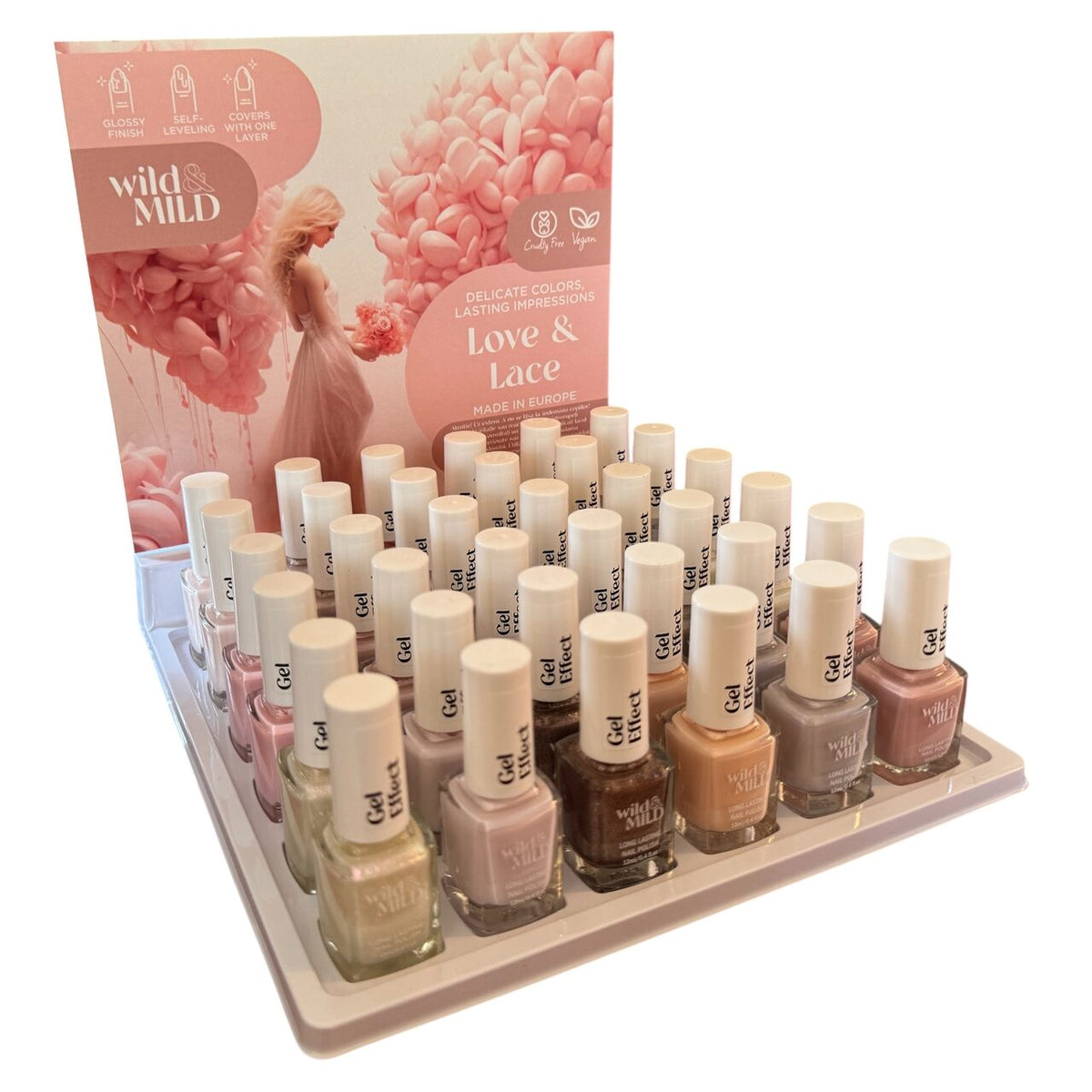 Display cu 36 bucati Lac de unghii Love & Lace, Wild & Mild