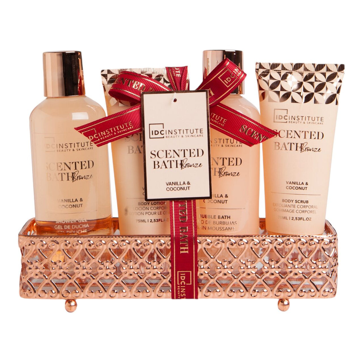 Set baie Scented Bath Bronze Vanilla & Coconut, IDC Institute, 4 piese, 44015