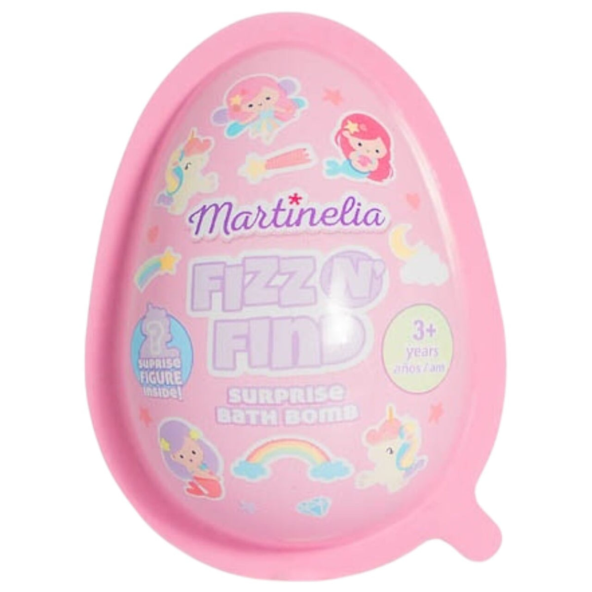 Bombă de baie efervescentă cu surpriză în interior, roz, 98212K , Martinelia, 150g