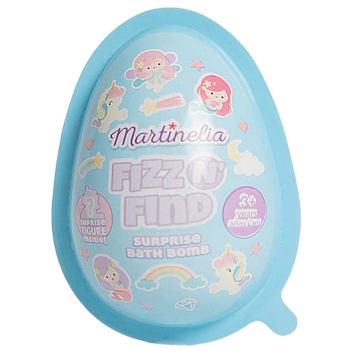 Bombă de baie efervescentă cu surpriză în interior, albastra, 98212K, Martinelia, 150g