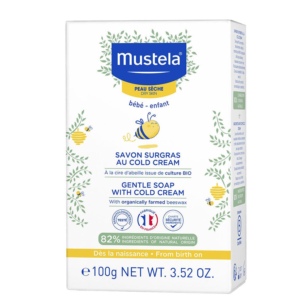 Mustela, Cold Cream, Natural Beeswax, Gentle Cleansing, Soap Bar, 100 g