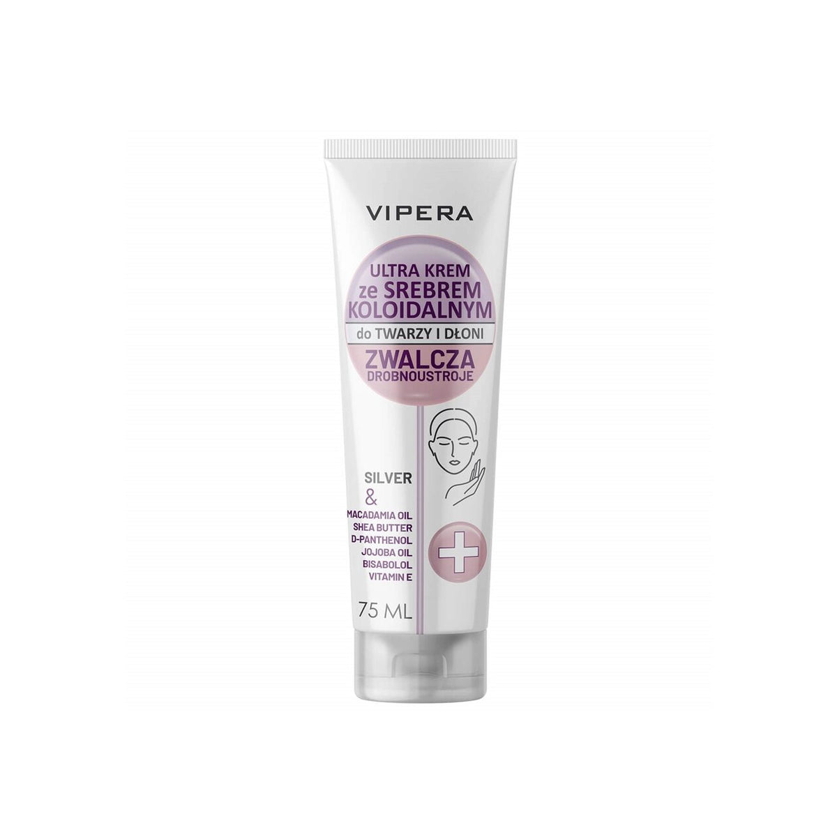 Crema pt ten si maini cu argint coloidal, d-panthenol, ulei de macadamia, unt de shea si ulei de jojoba, Vipera, 75ml
