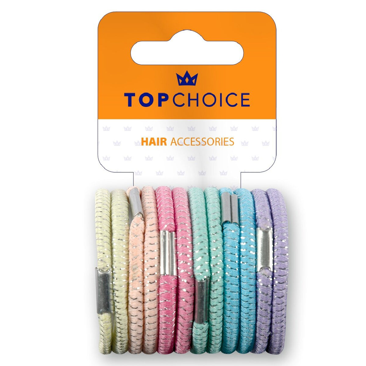 Elastic de par Top Choice, set de 12 bucati asortate, in nuante pastel