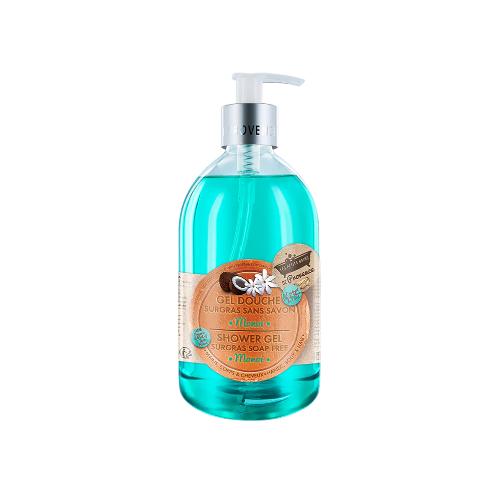 Les Petites Bains de Provence, Monoi, Shower Gel, For Body, Face & Hair, For Sensitive Skin, 500 ml