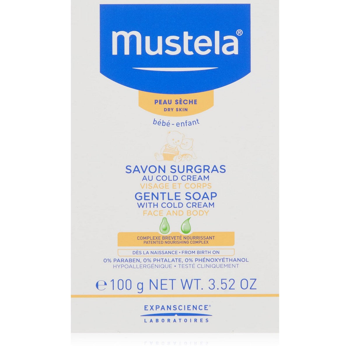 Mustela, Cold Cream, Natural Beeswax, Gentle Cleansing, Soap Bar, 100 g