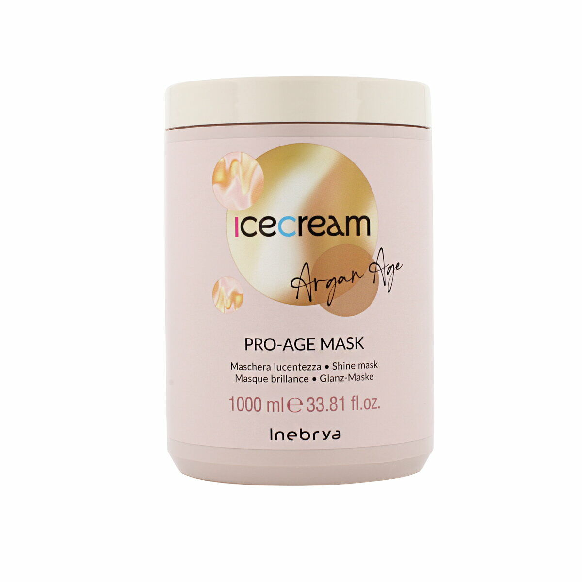 Inebrya, Ice Cream Pro-Age, Argan Oil, Hair Treatment Cream Mask, Shining, 1000 ml