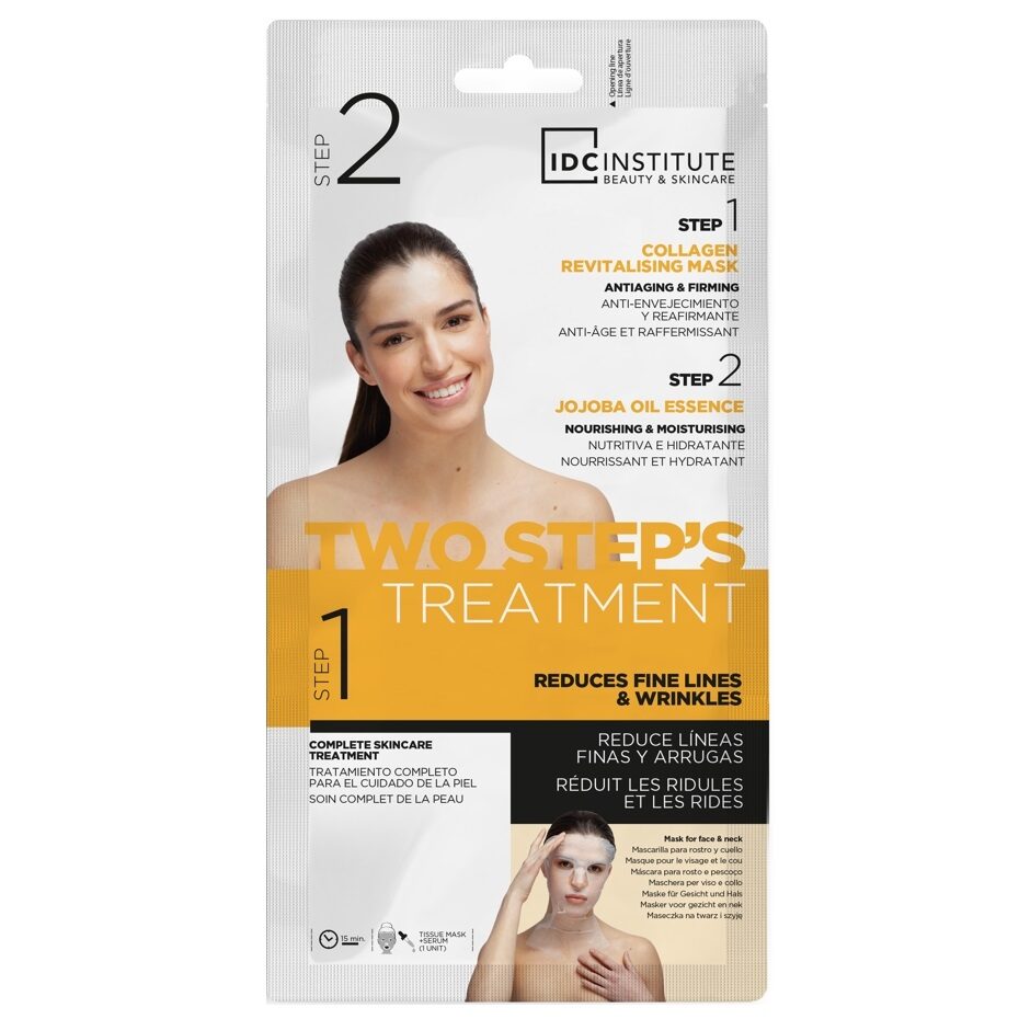 Tratament facial in 2 etape, masca si ser, cu ulei de jojoba si colagen cu efect antirid IDC Institute 3404, 40 g