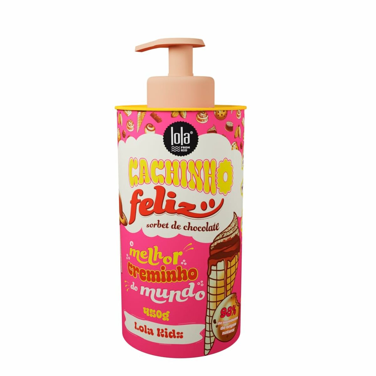 Lola Cosmetics, Cachinho Feliz Kids, Chocolate, Hair Styling Cream, Flexible Hold, 480 g