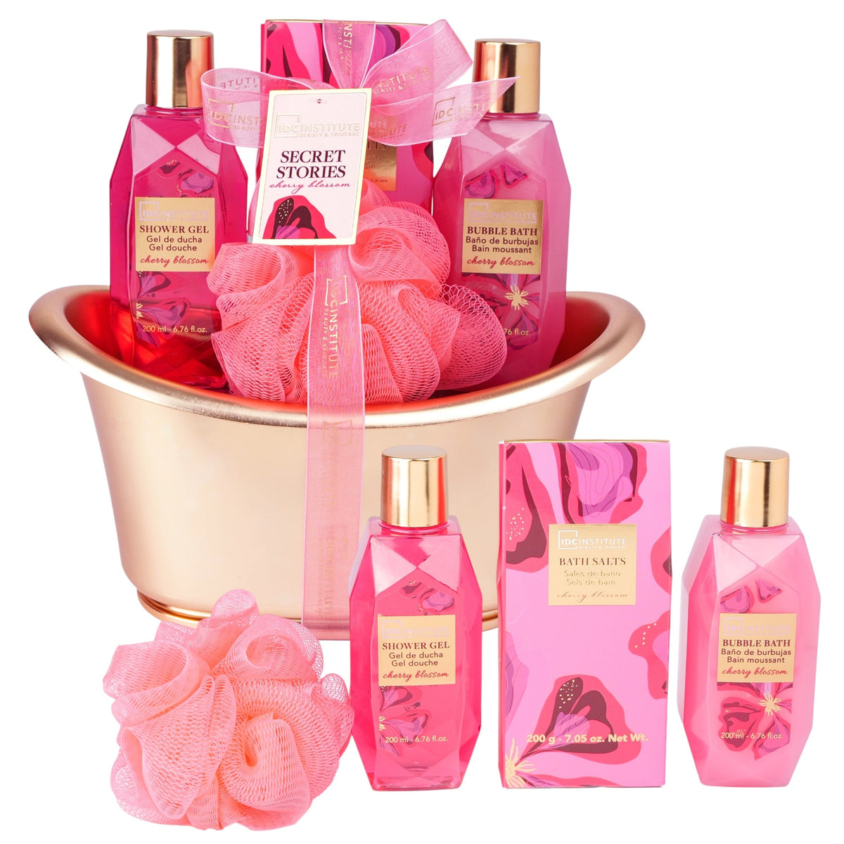 Set cadou pentru ingrijire corporala si baie Secret Stories Cherry Blossom, IDC Institute, 99296