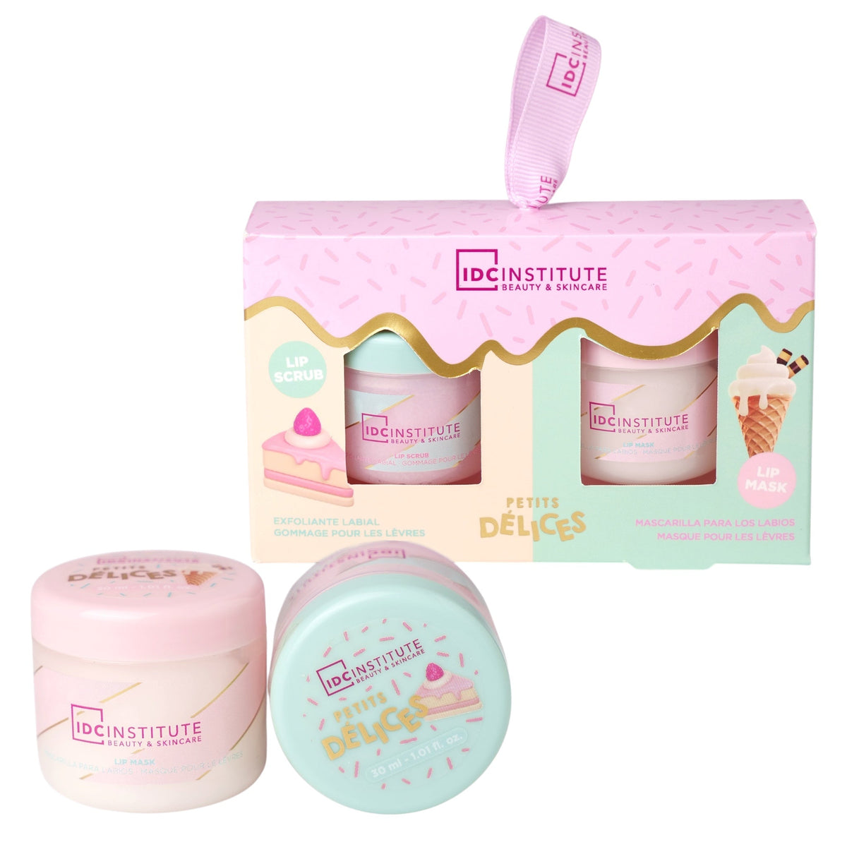 Set masca si scrub de buze Petits Délices Lip Care, IDC Institute, 60 ml, 99320