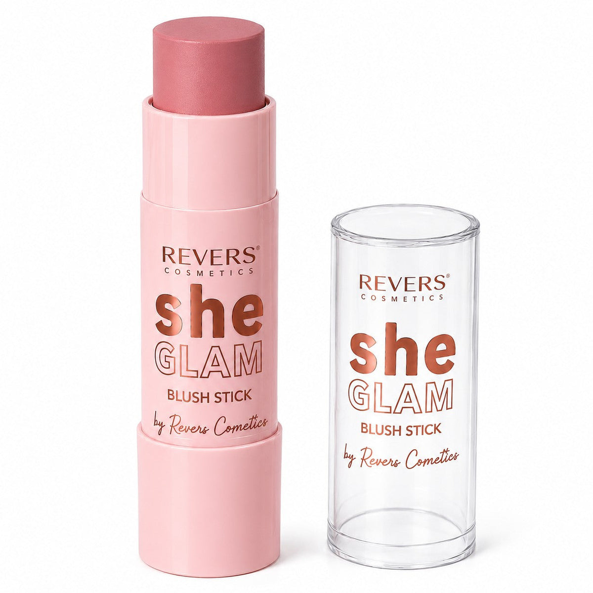 Blush crema stick cu efect natural, Soft Rose 02, She Glam, Revers, 10g