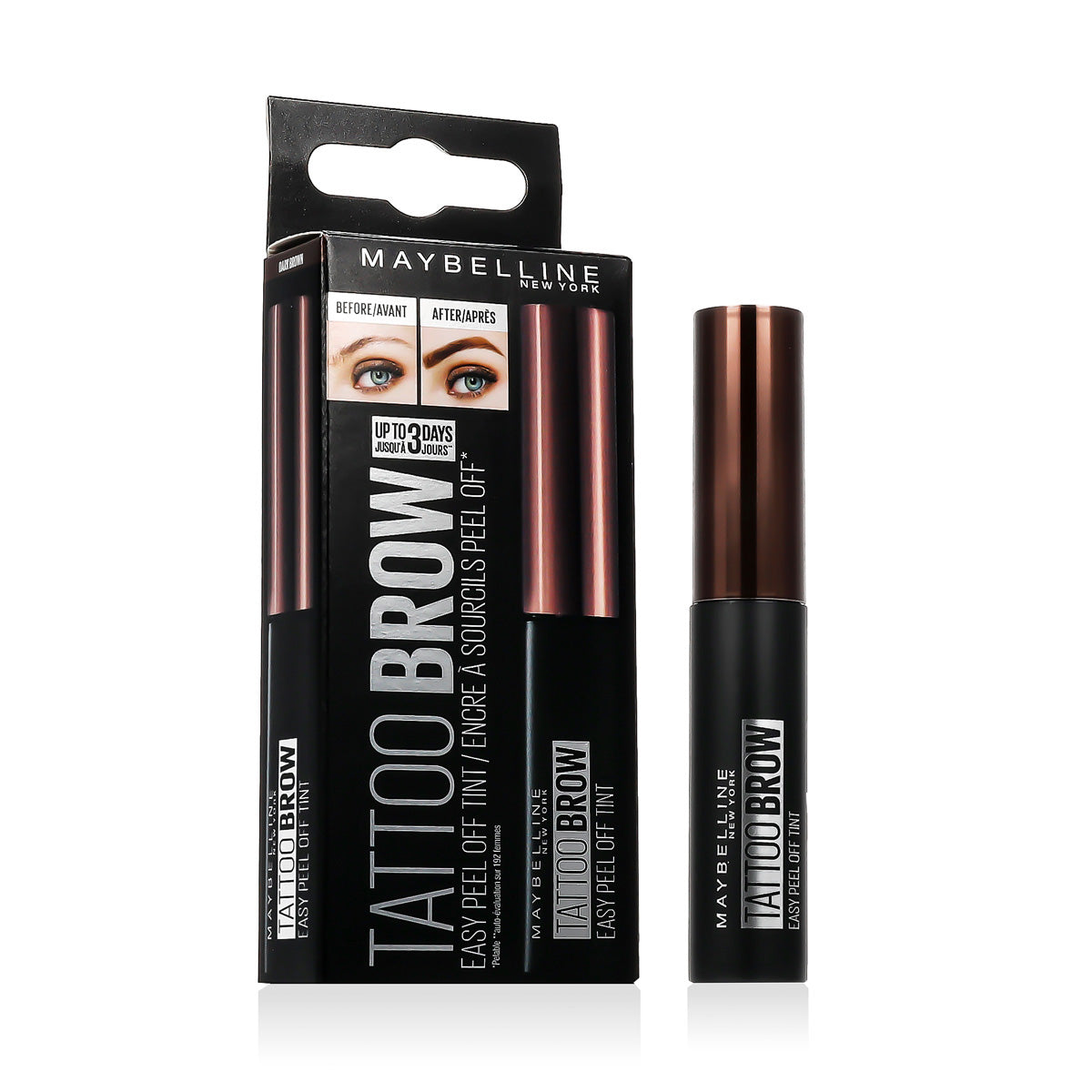 Maybelline, Tattoo Brow, Tinted, Eyebrow Gel, 3, Dark Brown, 4.8 ml