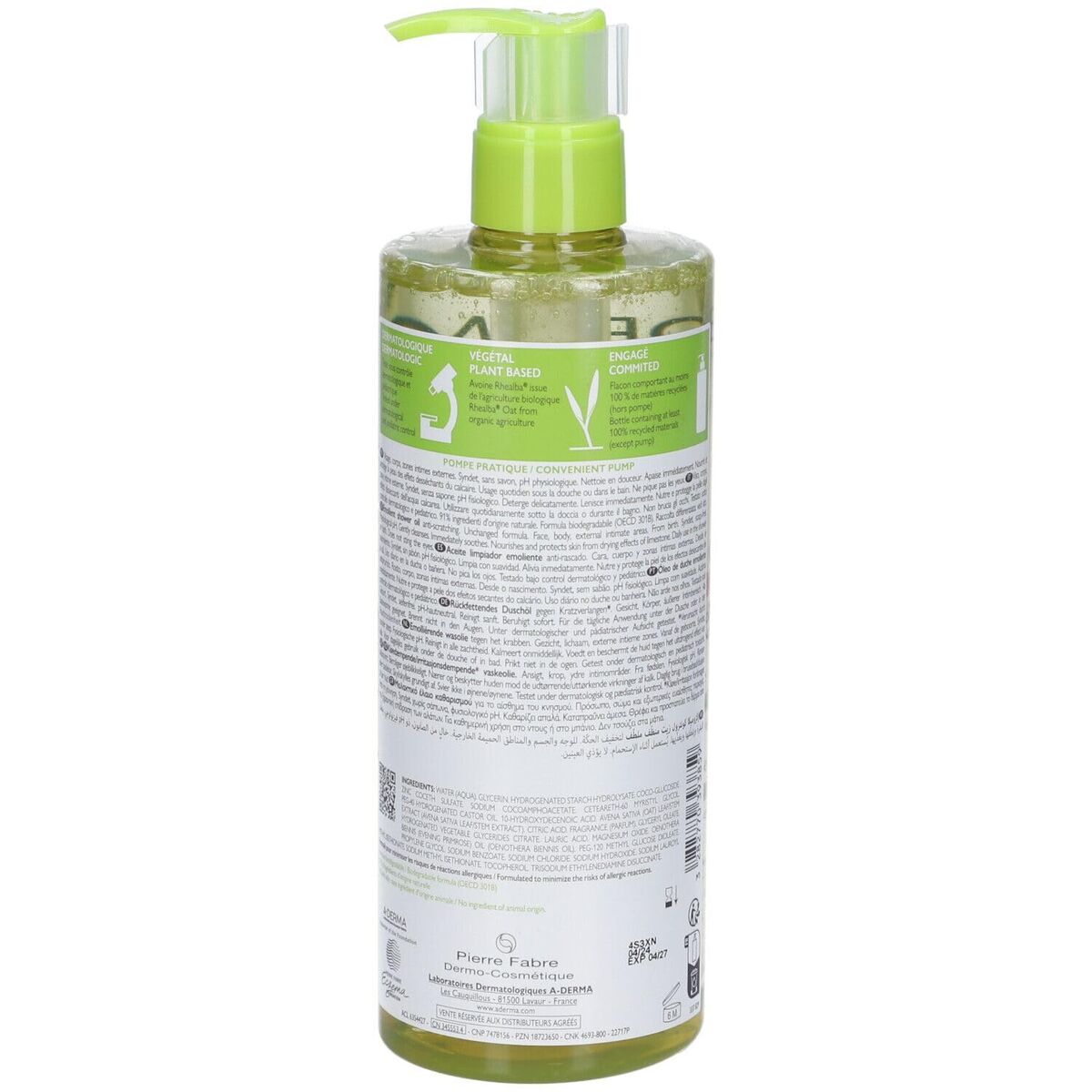 A-Derma, Exomega Control, Emollient, Shower Oil, For Very Dry To Atopic Sensitive Skin, 500 ml