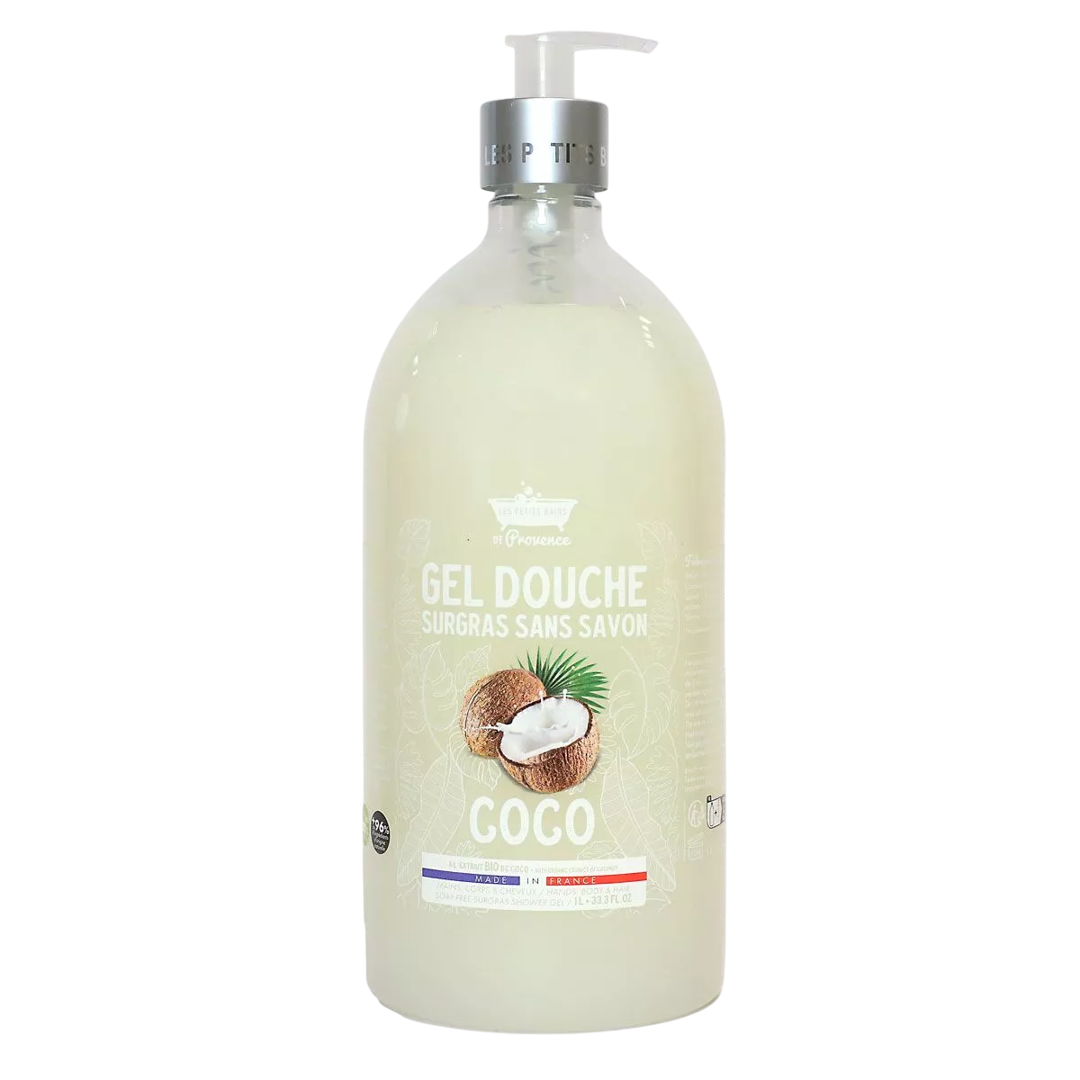Les Petites Bains de Provence, Coconut, Shower Gel, For Sensitive Skin, 1000 ml