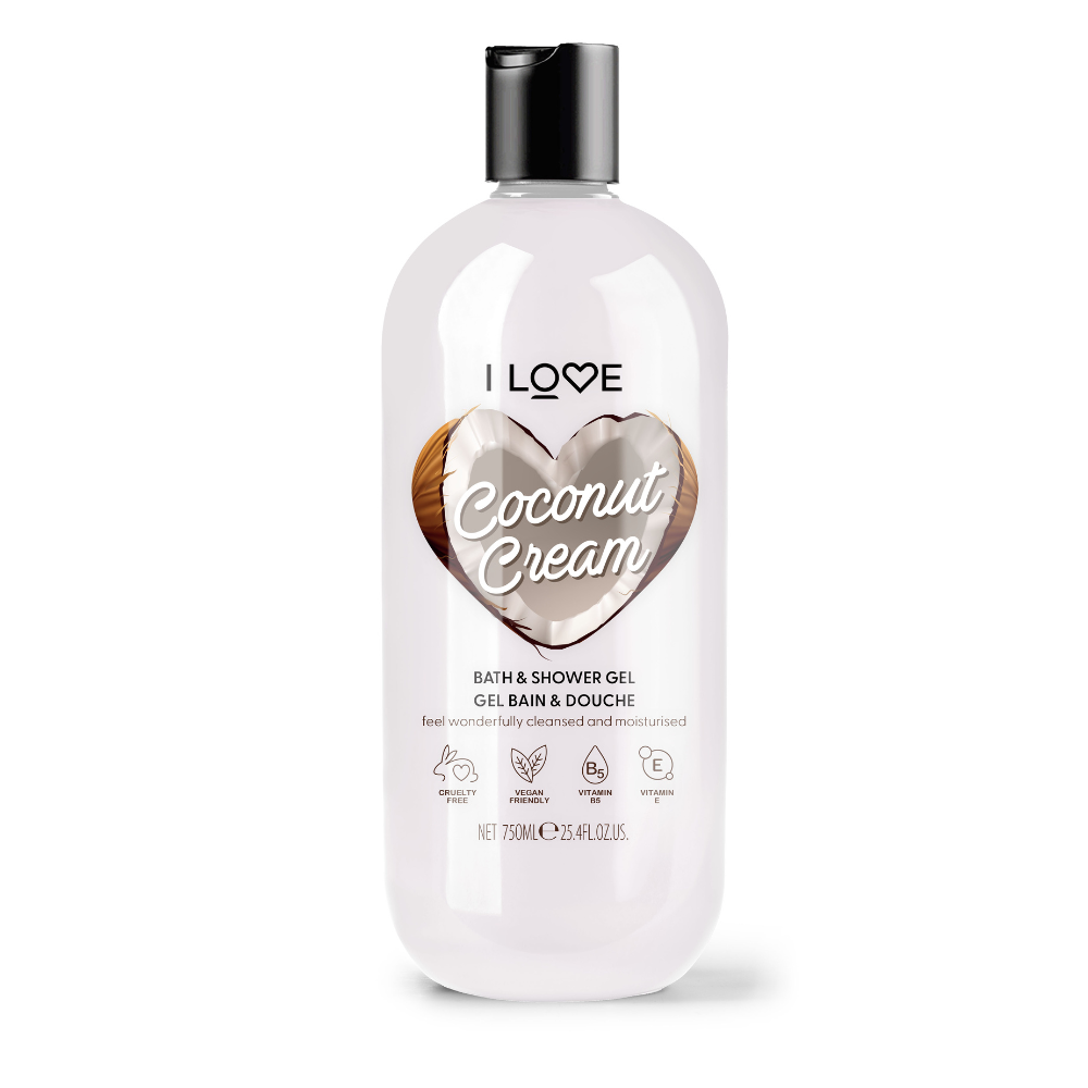 I Love, Coconut & Cream, Hydrating, Shower Gel, For All Skin Types, 750 ml